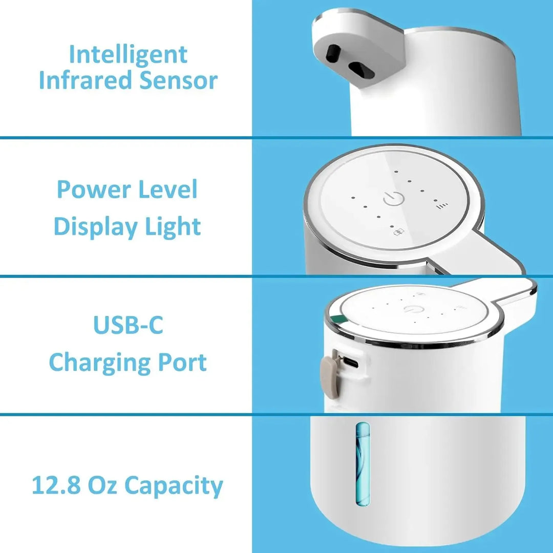 Skanto | Smarter 380ml berührungsloser Schaumseifenspender – USB wiederaufladbar, 4-stufige Schaumvolumen-Einstellung