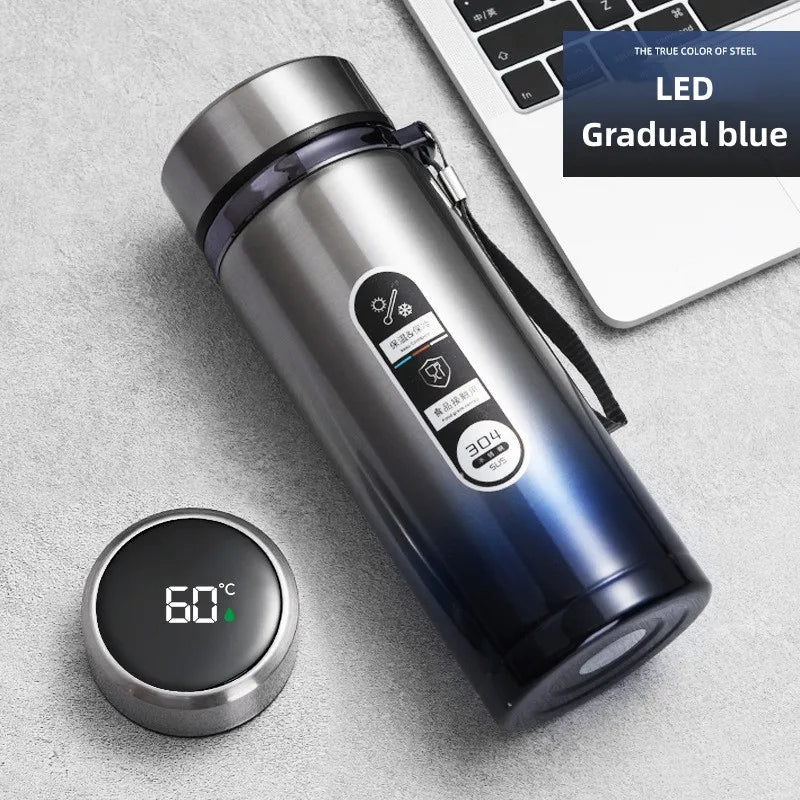 Skanto | 800ml-1L Edelstahl-Thermoskanne – Tragbare Vakuumflasche mit LED-Temperaturanzeige