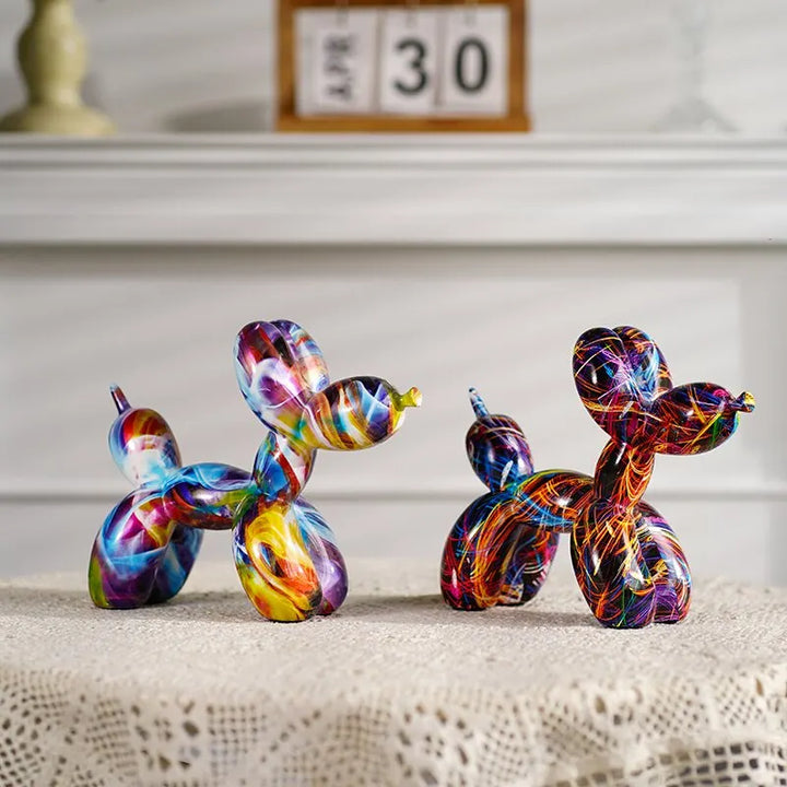 Bunte Ballonhund-Figuren Künstlerische Graffiti-Statuen für Wohnzimmer Couchtisch Süßer trendiger Schmuck für Schreibtischdekoration | Skanto