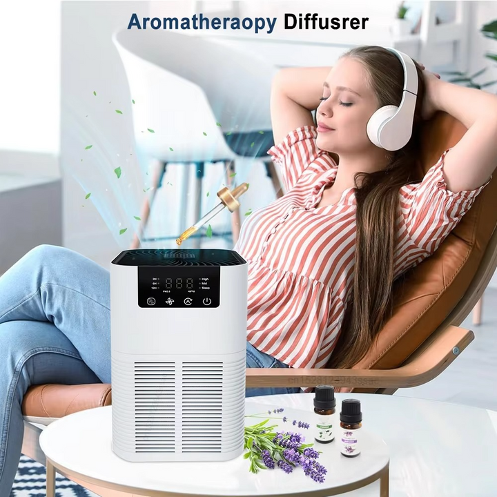 Skanto | Kompakter Luftreiniger mit HEPA-Filter, Aromatherapie und leisem Betrieb
