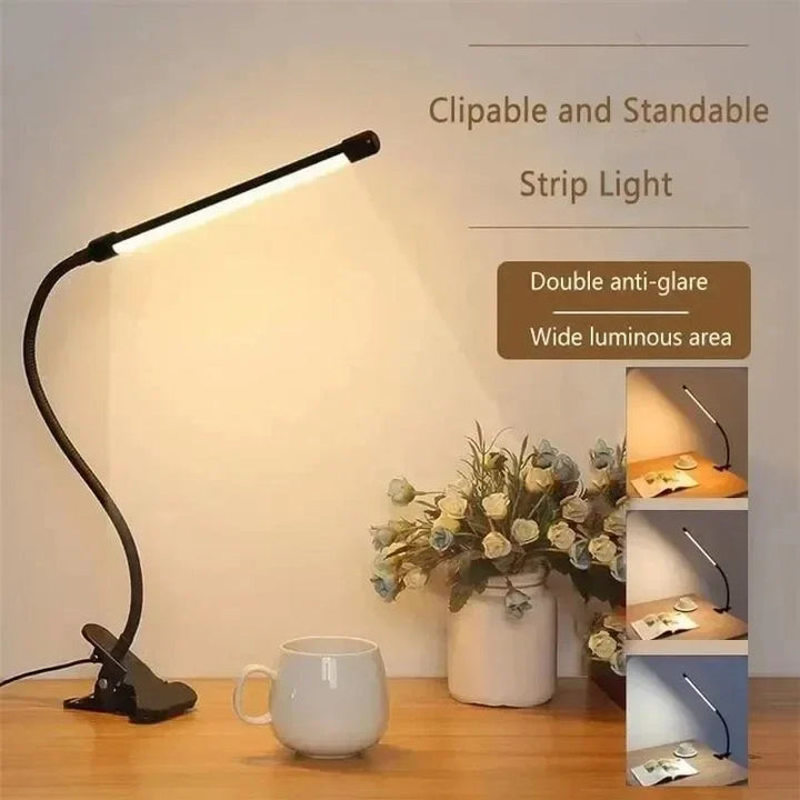 Skanto | LED Klemmleuchte LumaFlex | 3 Lichtfarben & 10 Helligkeitsstufen | USB-betrieben | Flexibler Hals | Augenfreundlich & Dimmbar