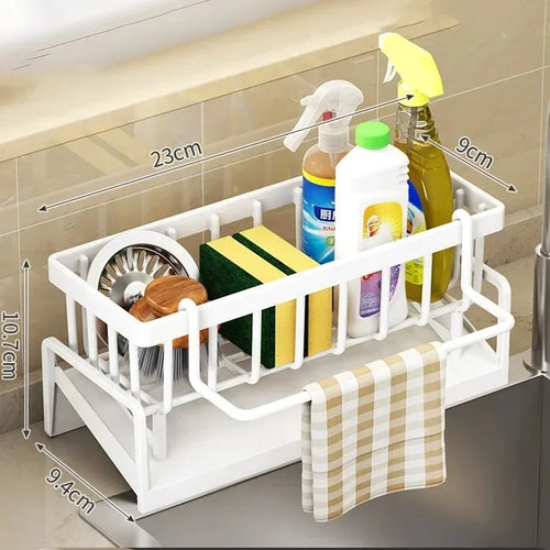 Skanto | Kitchen Soft Sponge Holder | Multifunktionaler Abtropfständer | Für Spüle, Tücher & Spülmittel | Organizer-Regal