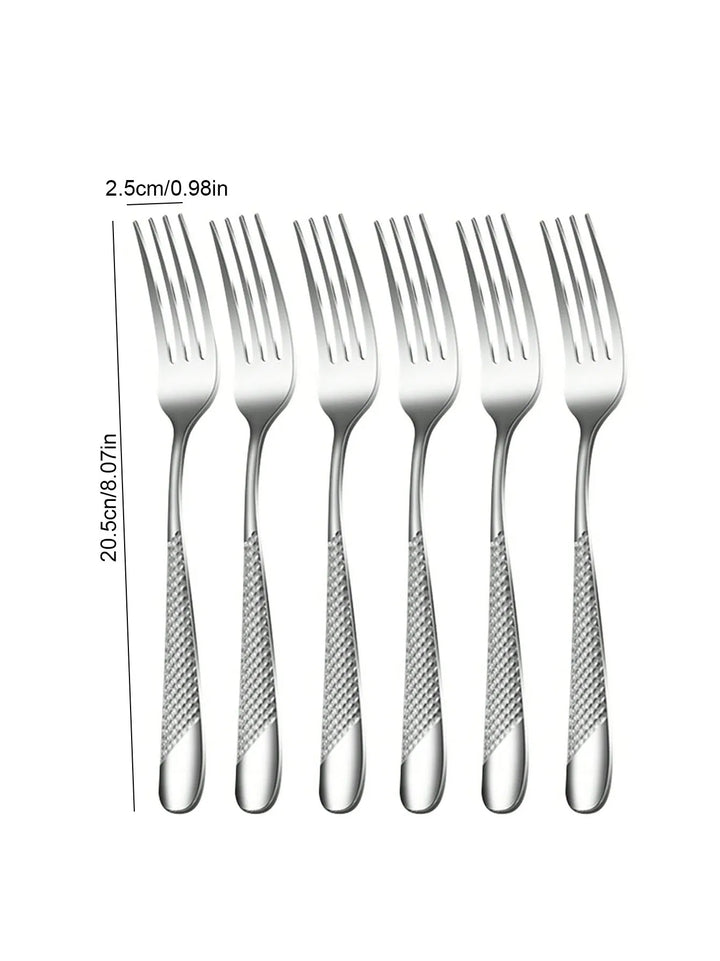 Skanto | Hochwertiges Besteckset aus Edelstahl Silber Stern Diamant - Inklusive Messer, Gabel, Löffel & Dessertgabel & -löffel - 6-teilige/30-teilige Optionen