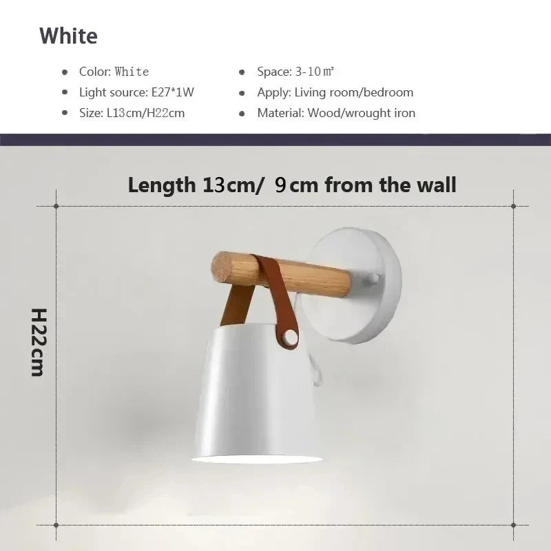 NordicGlow Light - LED-Wandlampe aus Holz mit Lederdetail Skanto