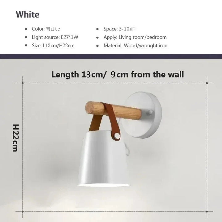 NordicGlow Light - LED-Wandlampe aus Holz mit Lederdetail Skanto