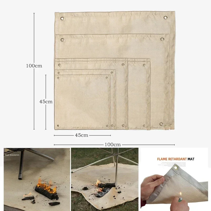 Skanto | CampVita Brandschutz Campingmatte | Hitzebeständig & Feuerfest | Ideal für Grills & Lagerfeuer | Fiberglas Beige