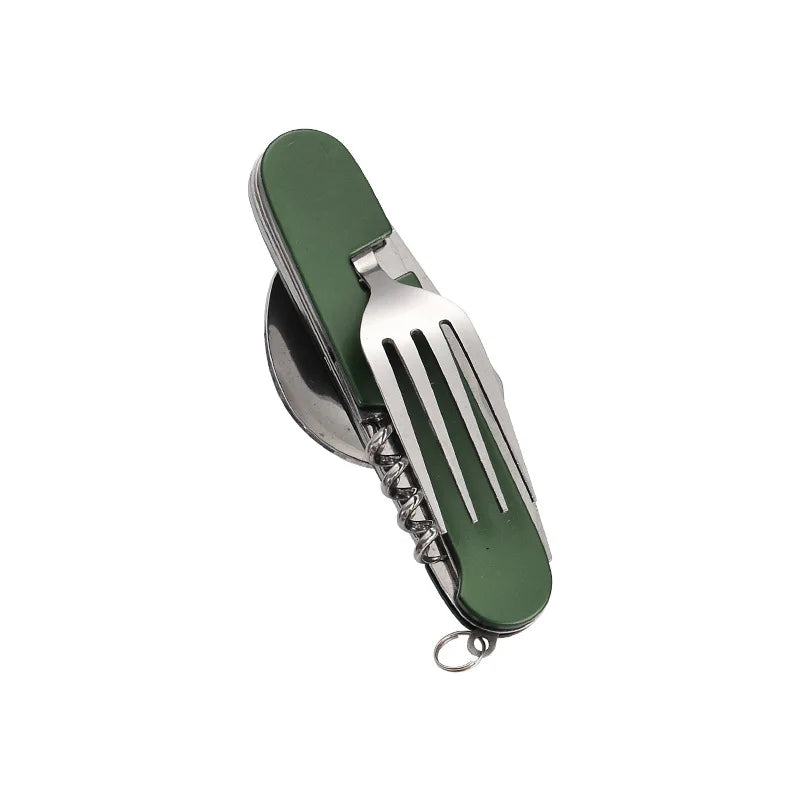 Skanto | 4-in-1 Outdoor Besteckset Camplico | Klapplöffel, Gabel, Messer & Flaschenöffner | Edelstahl & Kompakt | Für Camping & Reisen