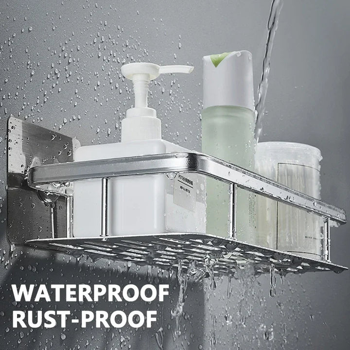 Skanto | Wandmontierter Bad-Organizer: Bohrerfreies Eckregal Duschablage – WC Shampoo Organizer, Badregale