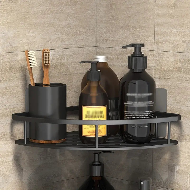 Skanto | Wandmontierter Bad-Organizer: Bohrerfreies Eckregal Duschablage – WC Shampoo Organizer, Badregale