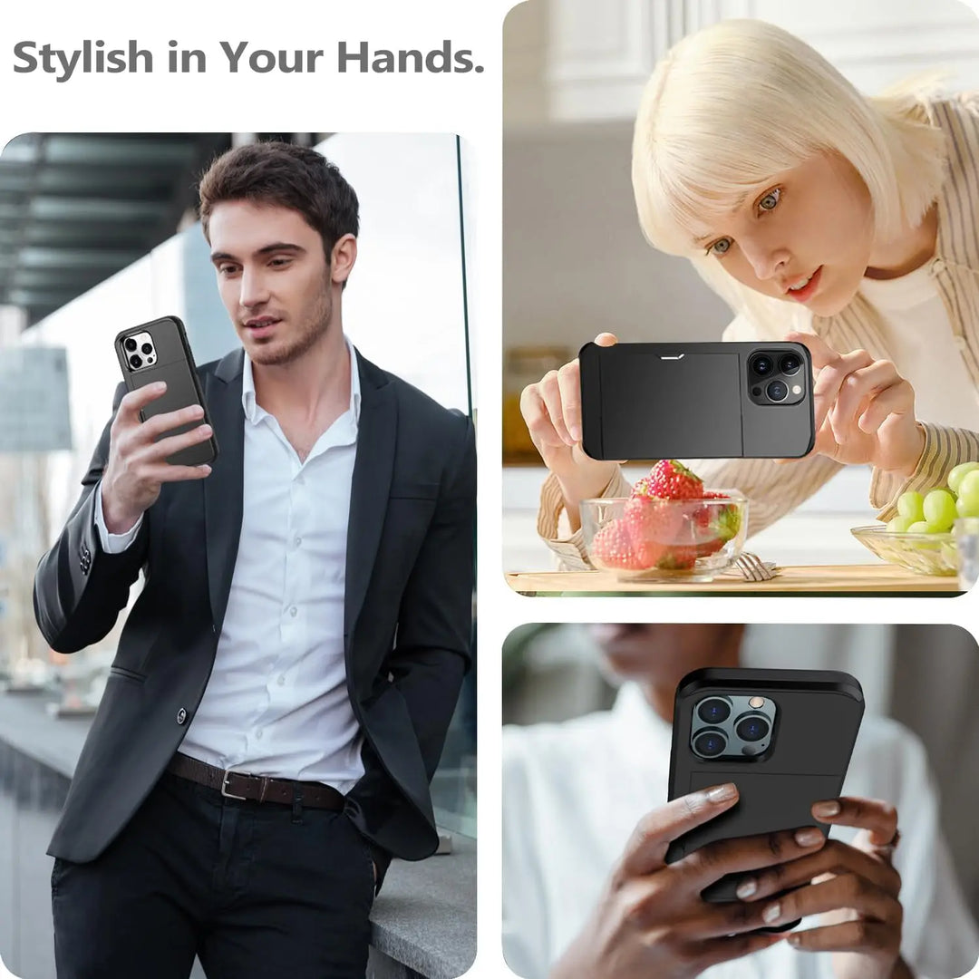Skanto | LuxShield iPhone Hülle mit Kartenfach | Schlankes Design | Kartenaufbewahrung | Schutz und Stil