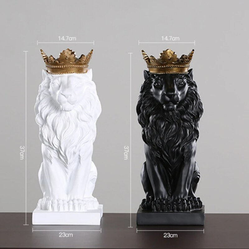 Skanto Tierfigur Harz Kronenlöwen-Statue Handgemachtes Kunstwerk Geschenk Home Office Dekor Ornament Wohnzimmer Schreibtisch Heimdekoration
