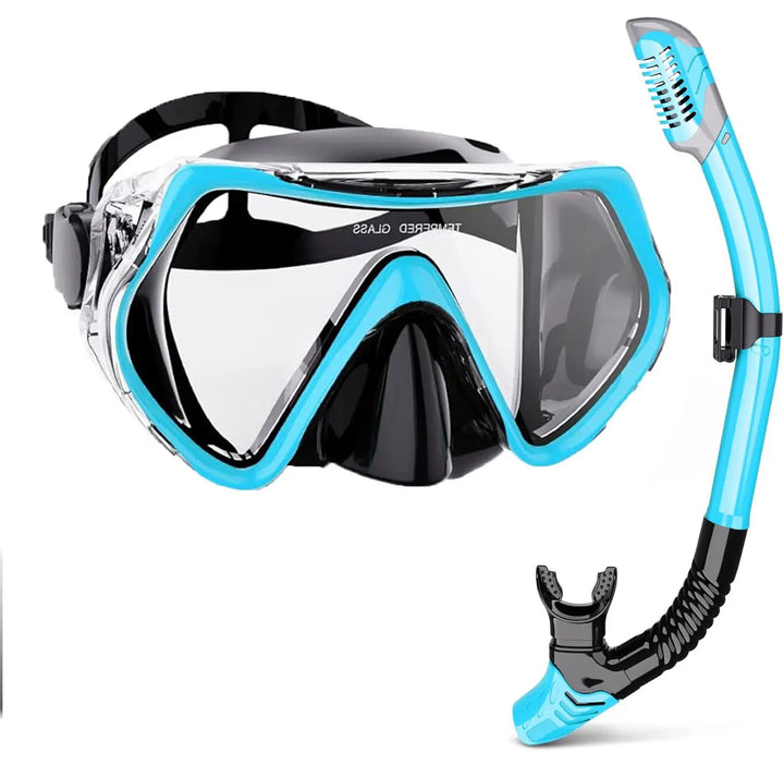 Skanto | AquaVision Schnorchelmasken-Set für Erwachsene | Anti-Beschlag & Schlagfest | Silikon-Dichtlippe & Trockenschnorchel | 180° Sichtfeld