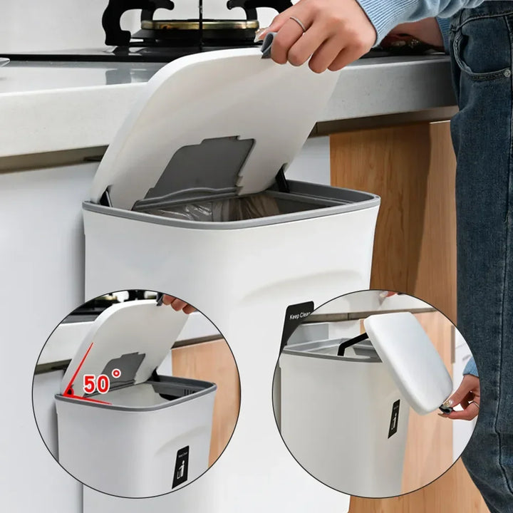 Skanto | Wandmontierter Küchen- und Badezimmer-Mülleimer mit Deckel – Erhältlich in 7L und 9L Größen, ideal für Aufbewahrung und Abfallmanagement