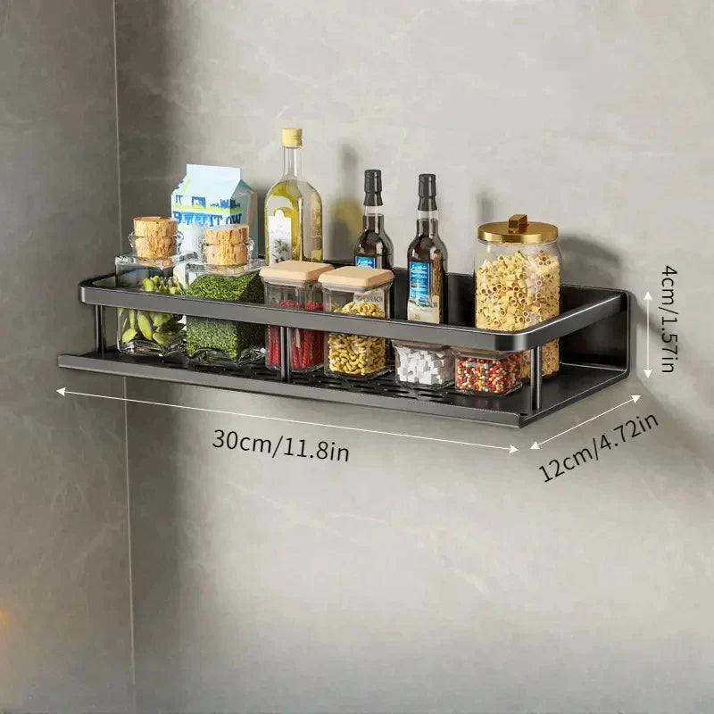 Skanto | Wandmontiertes Küchenregal – Platzsparendes und stilvolles Aluminiumregal für Küchenutensilien