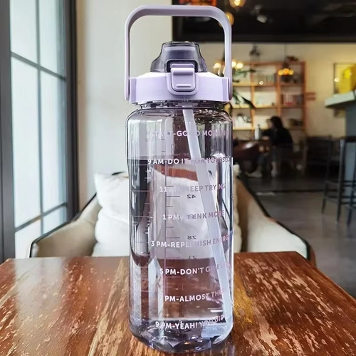 Skanto | Große 68oz Sport-Wasserflasche mit Strohhalm und Zeitmarkierung für Fitnessstudio und Outdoor-Fitness