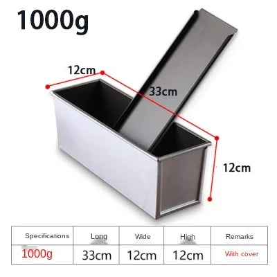 Skanto | Premium Antihaft-Kastenform aus Aluminiumlegierung mit Deckel - Verschiedene Größen (250g/450g/600g/750g/900g/1000g) zum Backen von Brot und Kuchen