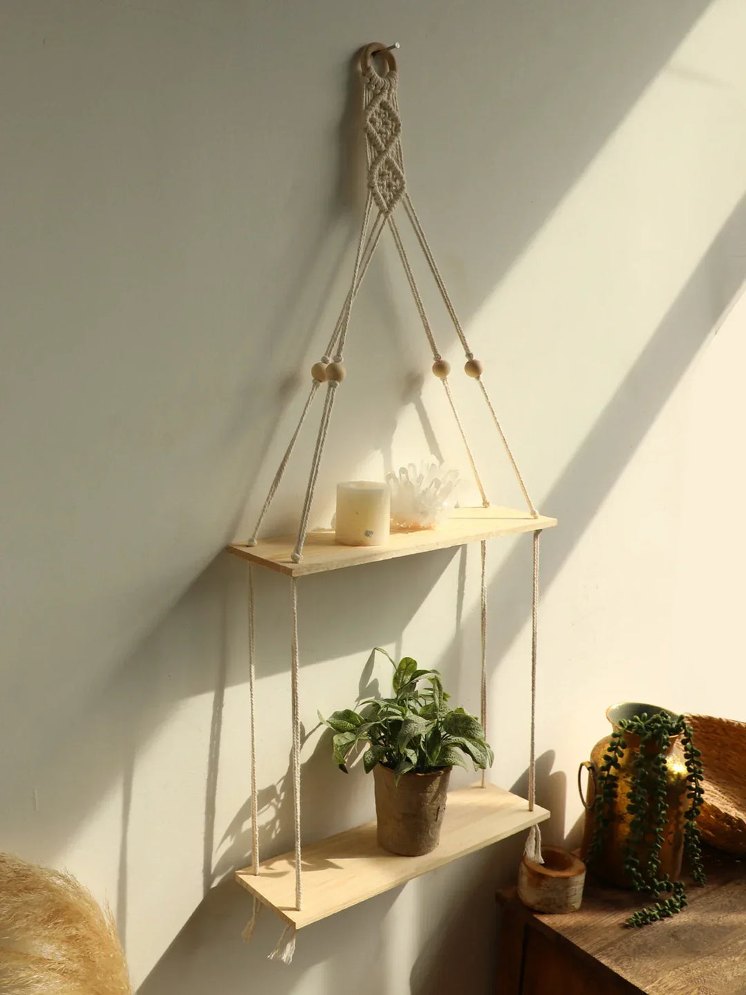 Skanto | Wandregal – Holz – Hängeregale – Boho-Wohndekor – Raumdekoration
