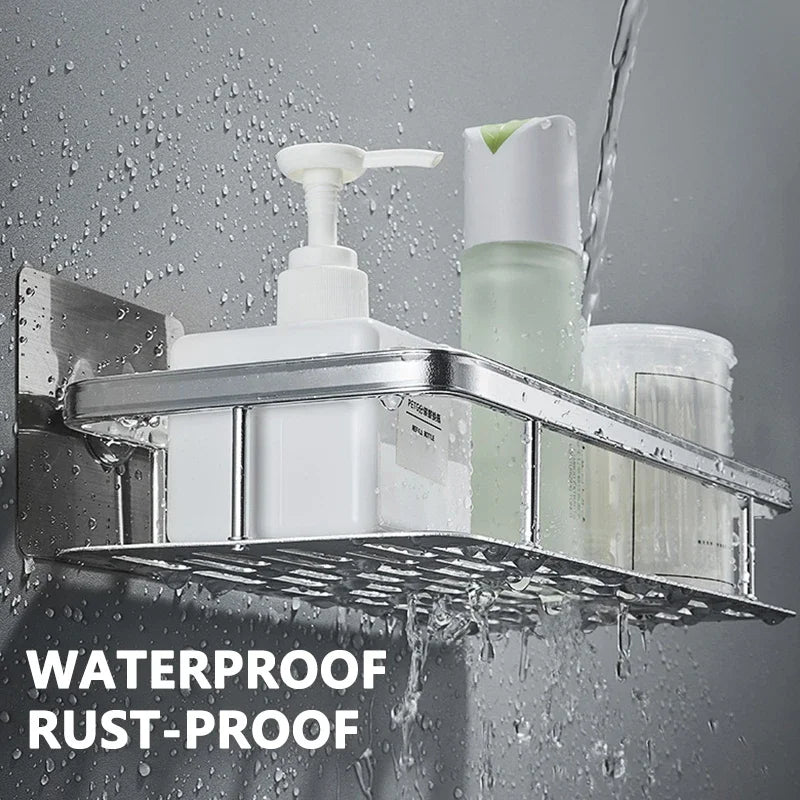 Skanto | Badezimmer-Ablageregal – Eckregal zur Wandmontage ohne Bohren, Duschablage für Toilette und Shampoo-Organizer, Bad-Accessoire