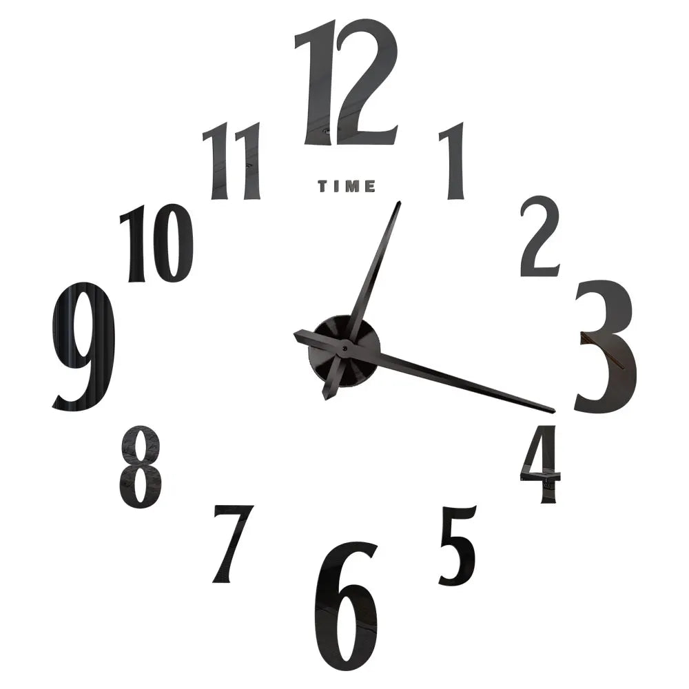 Große DIY 3D Spiegel Acryl Wanduhr für Küche, Esszimmer, Wohnzimmer | Skanto