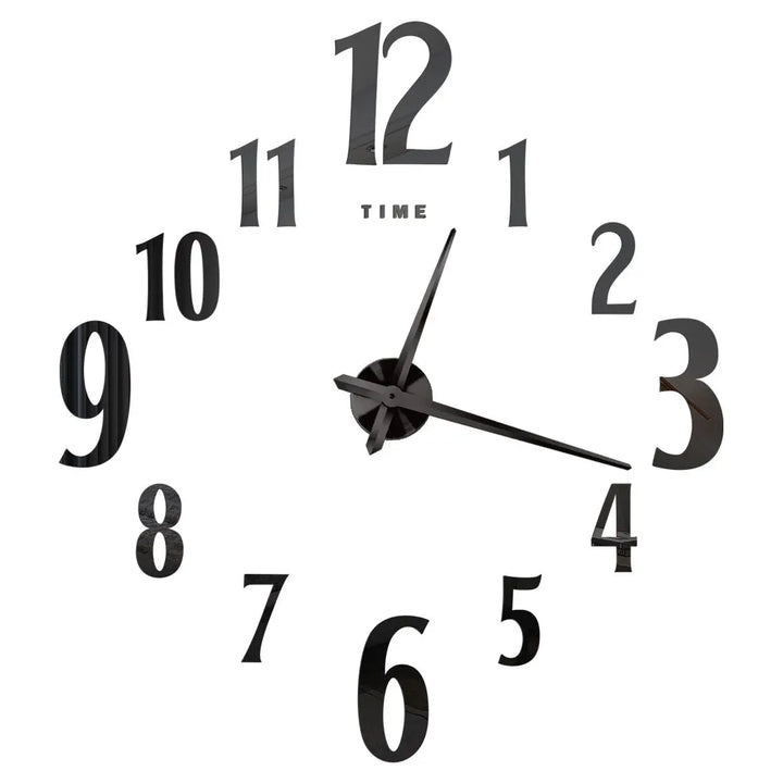 Große DIY 3D Spiegel Acryl Wanduhr für Küche, Esszimmer, Wohnzimmer | Skanto