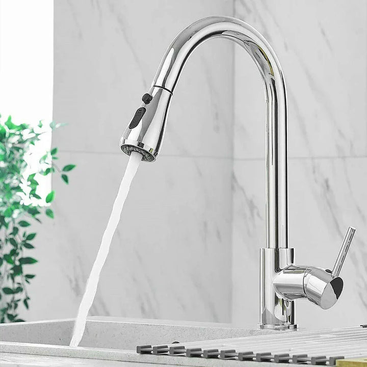 Skanto | Ausziehbarer Wasserhahn mit Einhebelmischer – Flexibler Wasserhahn mit Duschfunktion, hochwertiger Edelstahl, ideal für moderne Küchen, einfache Installation