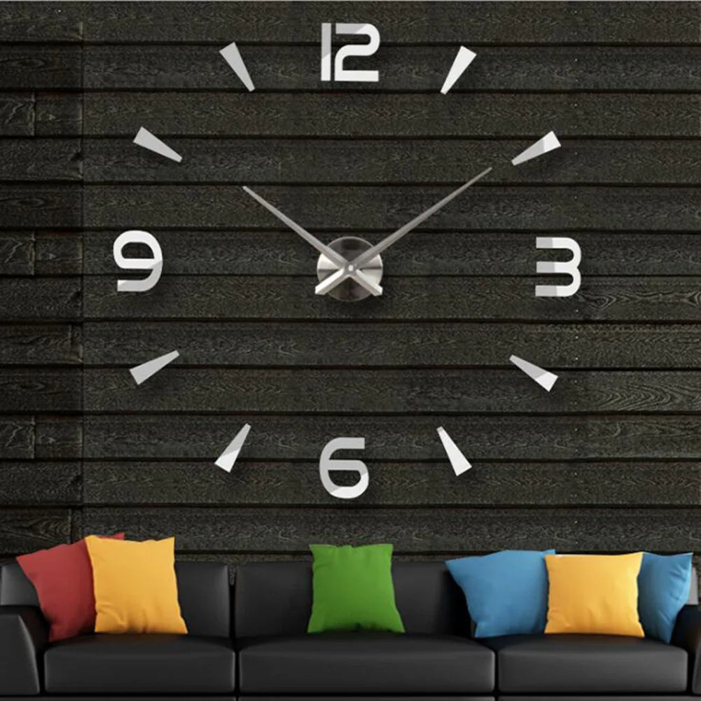 Große DIY 3D Spiegel Acryl Wanduhr für Küche, Esszimmer, Wohnzimmer | Skanto