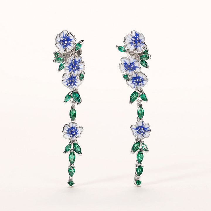 Skanto | Vintage Blaue Blüten Hängeohrringe