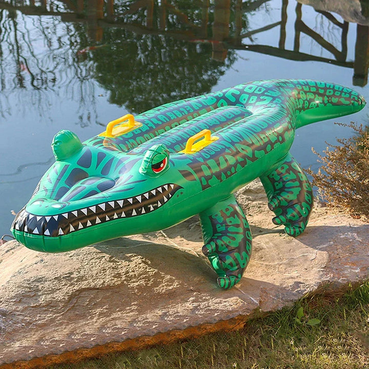 Skanto | Floatoro Aufblasbares Krokodil-Schwimmspielzeug für Kinder & Erwachsene | Poolspielzeug für Strand, Pool & Sommerparty | Robuste PVC-Wassermatratze