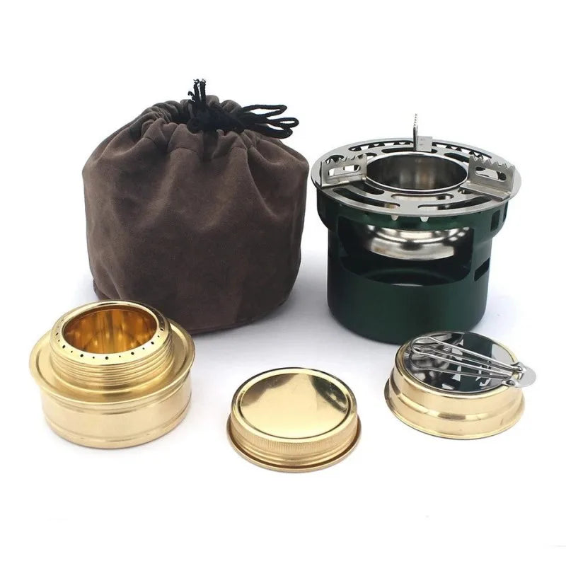 Skanto | Flamvino Spirituskocher Outdoor Tragbar | Mini Campingkocher für Wandern & Trekking | Kompakter Spirituskocher für Outdoor-Kochen & Survival