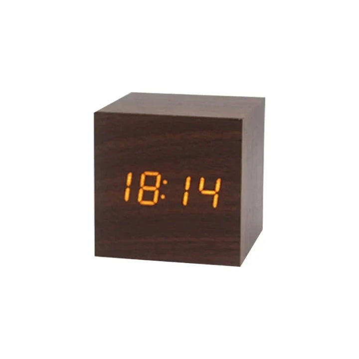Skanto | Holz-LED-Wecker mit Temperaturanzeige, digitaler Zeitanzeige und minimalistischem Design – perfekt für Schlafzimmer und Büro