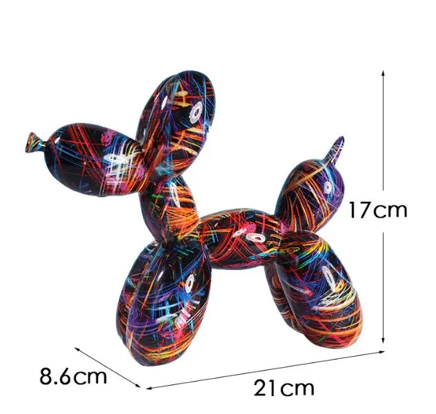 Bunte Ballonhund-Figuren Künstlerische Graffiti-Statuen für Wohnzimmer Couchtisch Süßer trendiger Schmuck für Schreibtischdekoration | Skanto