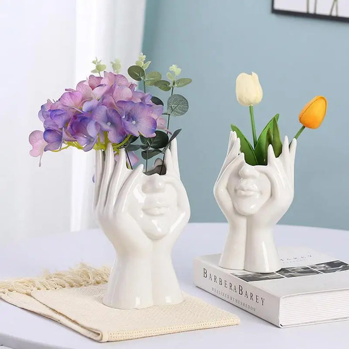 Skanto Keramik-Gesichtsvase für Deko, Kunstvase für Zuhause, Büro-Deko, feministische Deko, moderne Körper-Blumenvase, weibliche Körper-Vase