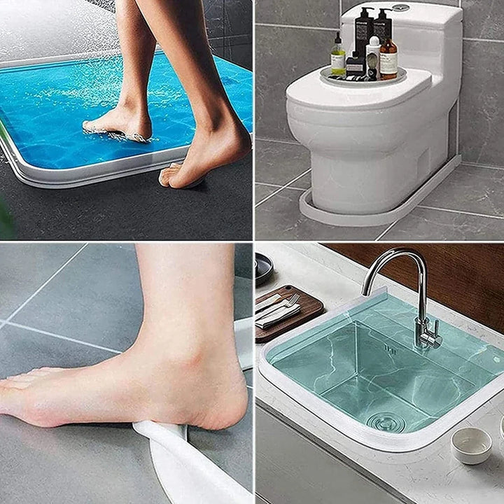 Skanto | Flexibler Silikon-Badewasserstopper – Duschboden Nass-/Trockentrennung – Küchenspülen-Spritzschutz – Wasserbarriere Duschzubehör