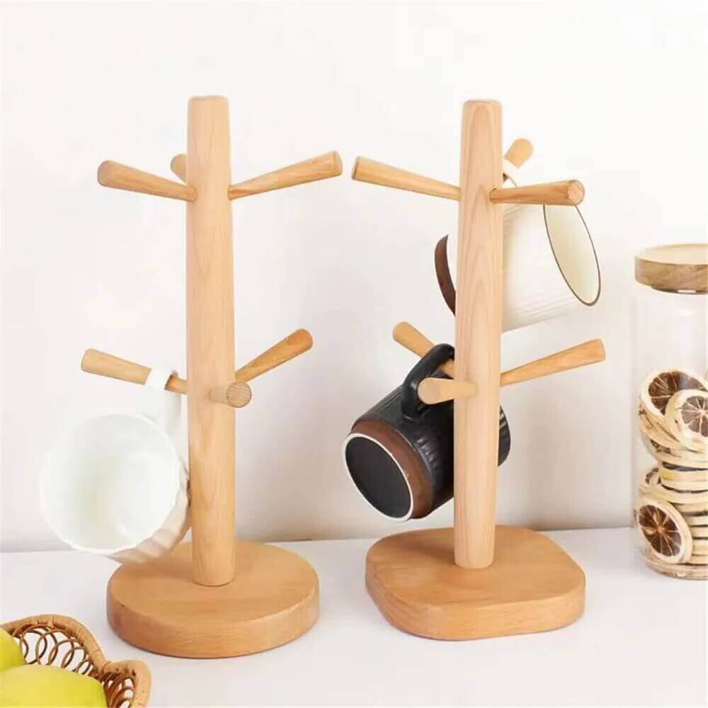 Robuster Tassenhalter aus Holz: Tassenbaum in verschiedenen Formen + Farben