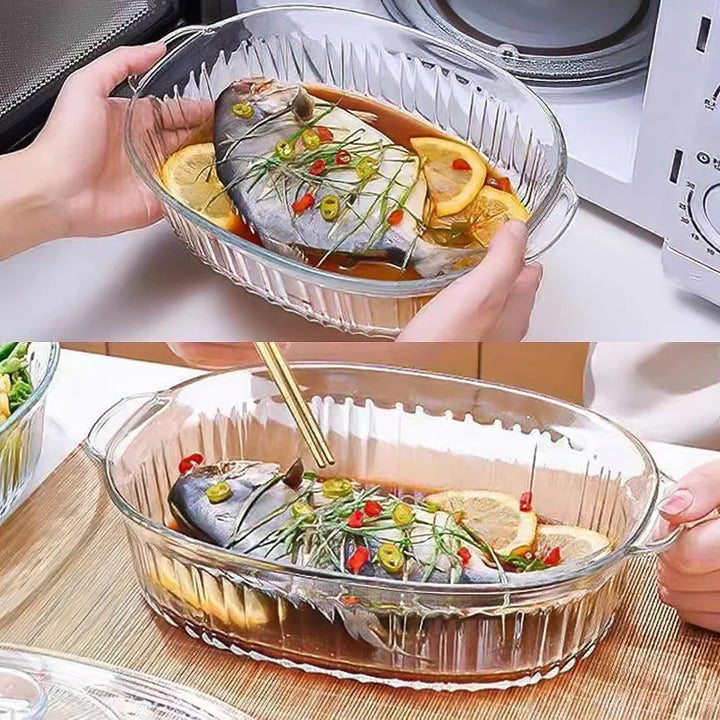 Skanto | 4-teiliges Glas-Backformen-Set mit 2 Auflaufformen mit Glasdeckeln, 1.9 Qt und 3 Qt