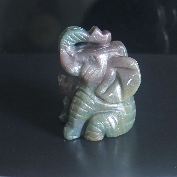 Skanto Figur eines sitzenden Elefanten aus gemischtem Edelstein-Kristall, Tierskulptur, Heimdekoration 2''