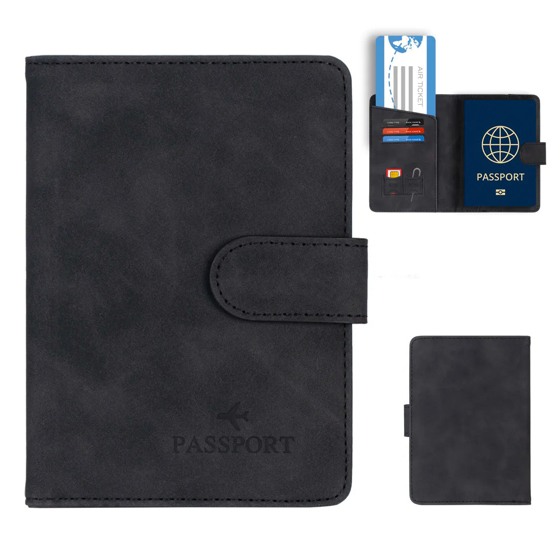 Skanto | Travello Reisepasshülle | RFID-Schutz | Echtes Leder-Optik | Für Damen und Herren
