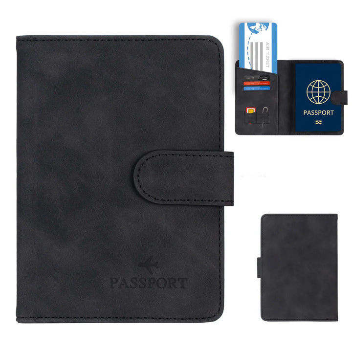 Skanto | Travello Reisepasshülle | RFID-Schutz | Echtes Leder-Optik | Für Damen und Herren