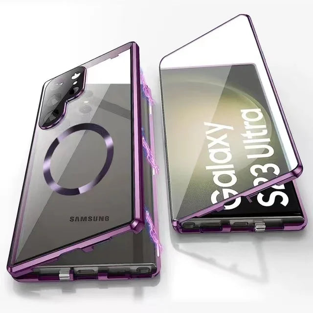 Skanto | Metall-Aluminiumlegierung 360 Hülle mit Sicherheitsverschluss für Samsung Galaxy S24-S23 Serie
