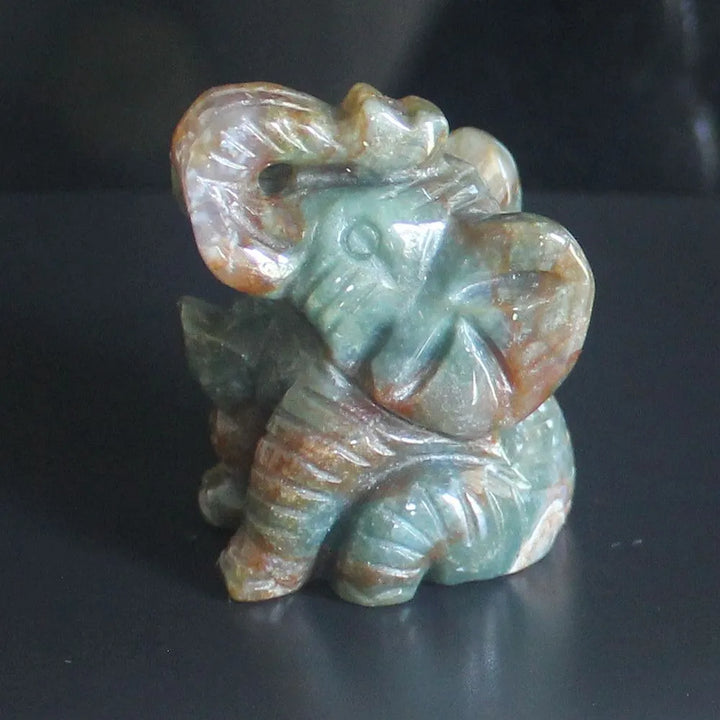 Skanto Figur eines sitzenden Elefanten aus gemischtem Edelstein-Kristall, Tierskulptur, Heimdekoration 2''