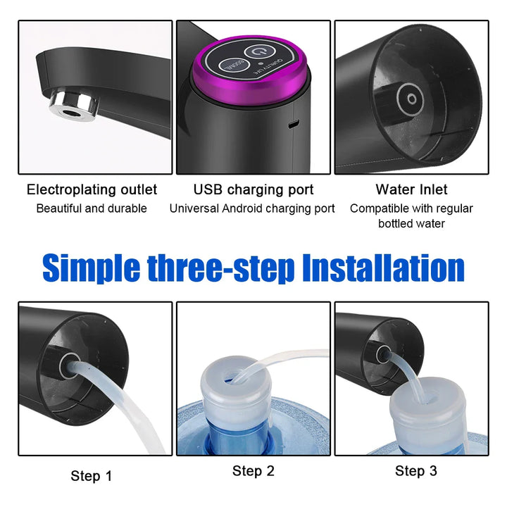 Skanto | Skanto AquaOne Touch Elektrischer Wasserspender | Touch-Steuerung | USB-Laden | Für Gallonenflaschen