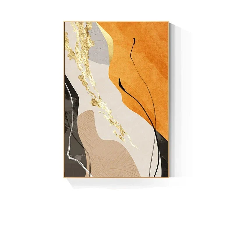 Erdtöne Nordische Abstrakte Geometrische Wandkunst Fine Art Leinwanddruck Grüne Braune Beige Orange Bilder für Wohnzimmer Esszimmer Dekor | Skanto
