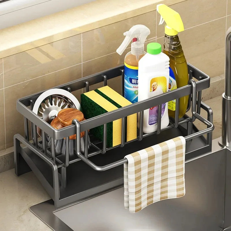 Skanto | Kitchen Soft Sponge Holder | Multifunktionaler Abtropfständer | Für Spüle, Tücher & Spülmittel | Organizer-Regal