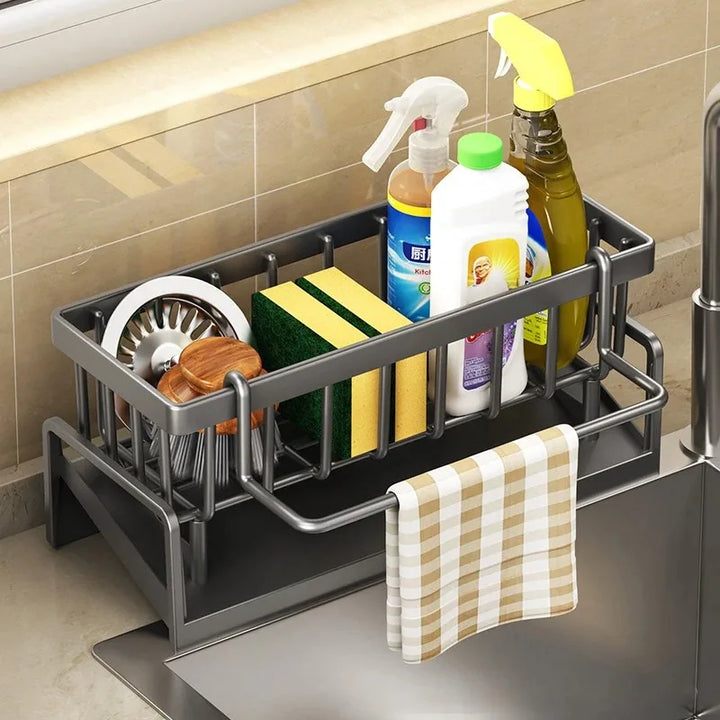 Skanto | Kitchen Soft Sponge Holder | Multifunktionaler Abtropfständer | Für Spüle, Tücher & Spülmittel | Organizer-Regal