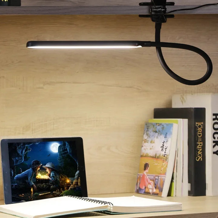 Skanto | LED Klemmleuchte LumaFlex | 3 Lichtfarben & 10 Helligkeitsstufen | USB-betrieben | Flexibler Hals | Augenfreundlich & Dimmbar