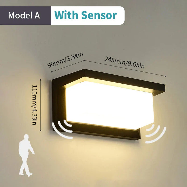 Skanto | LED-Wandleuchte mit Radar-Bewegungssensor – 16W wasserdichte Leuchte für Innen- und Außenbereich, kalt- und warmweißes Licht, AC85-265V