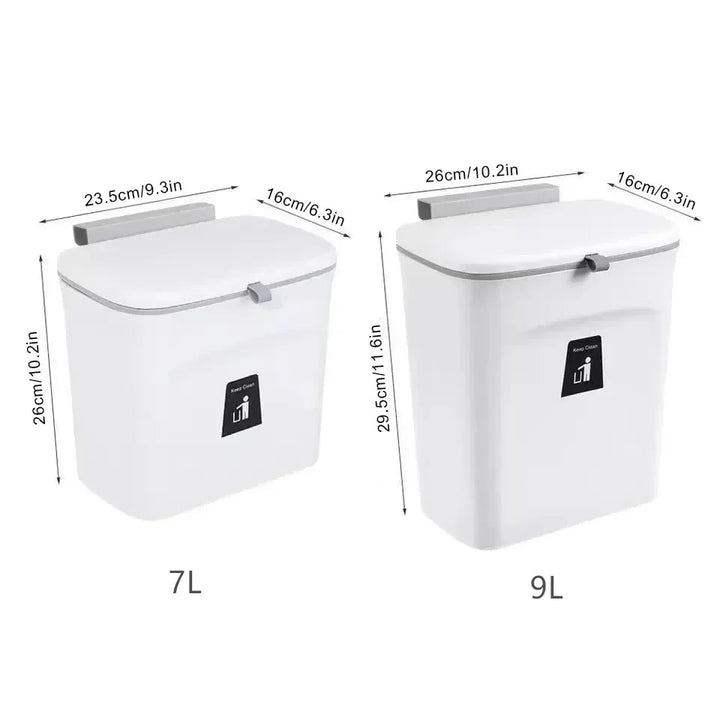 Skanto | Wandmontierter Küchen- und Badezimmer-Mülleimer mit Deckel – Erhältlich in 7L und 9L Größen, ideal für Aufbewahrung und Abfallmanagement