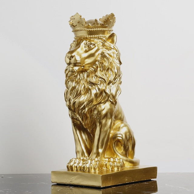 Skanto Tierfigur Harz Kronenlöwen-Statue Handgemachtes Kunstwerk Geschenk Home Office Dekor Ornament Wohnzimmer Schreibtisch Heimdekoration