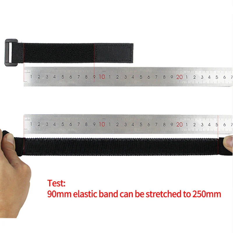 Skanto | Verstellbares elastisches, wendbares Schnallen-Nylon-Klettband – Klett-Kabelbinder, Klettbänder, selbstklebendes Befestigungsband (2/5 Stk.)