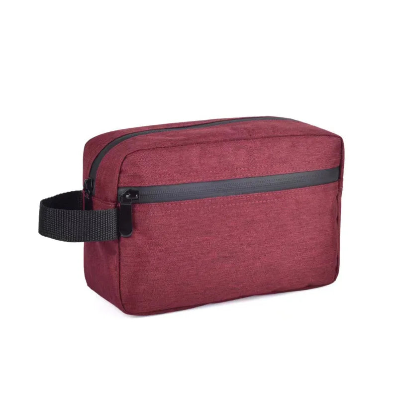 Skanto | Nylonéa Kulturbeutel Unisex | Wasserabweisend | Ledergriff mit Canvas-Design | Für Reise und Alltag